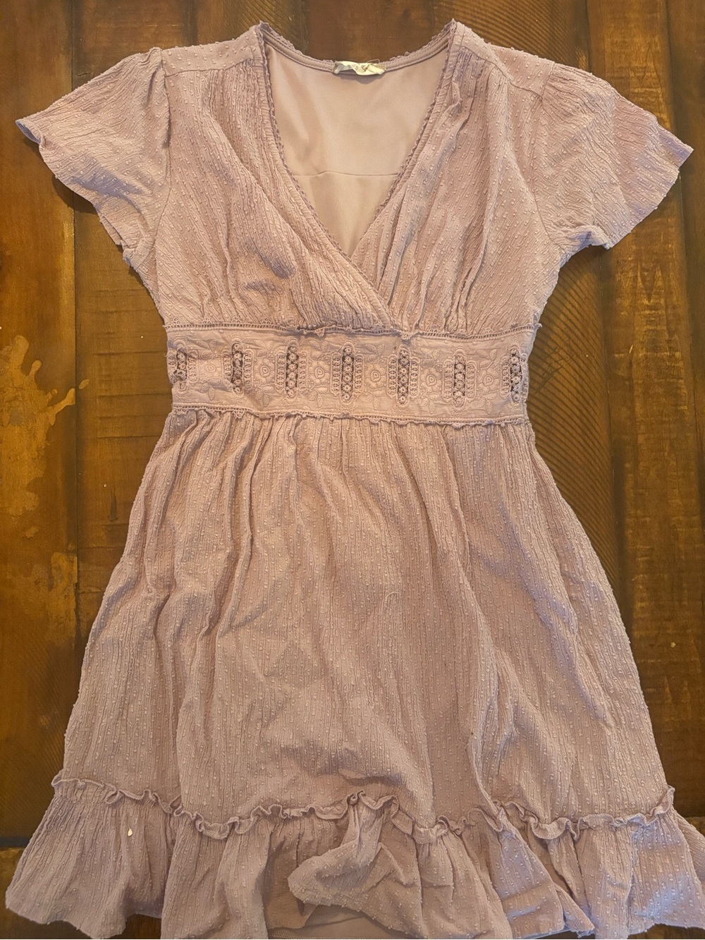 Altar'd State Dusty Lavender V-Neck Mini Dress